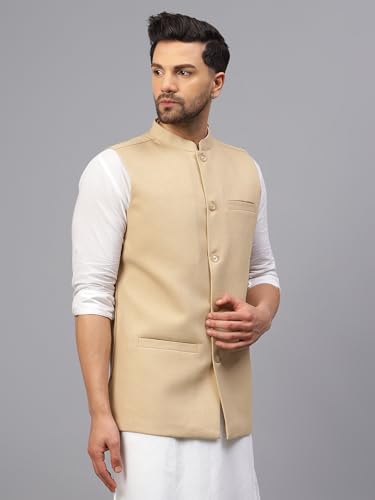 Image of LATEST CHIKAN Men's Traditional Tweed Cotton Checkred Premium Nehru Jacket /Waistcoat