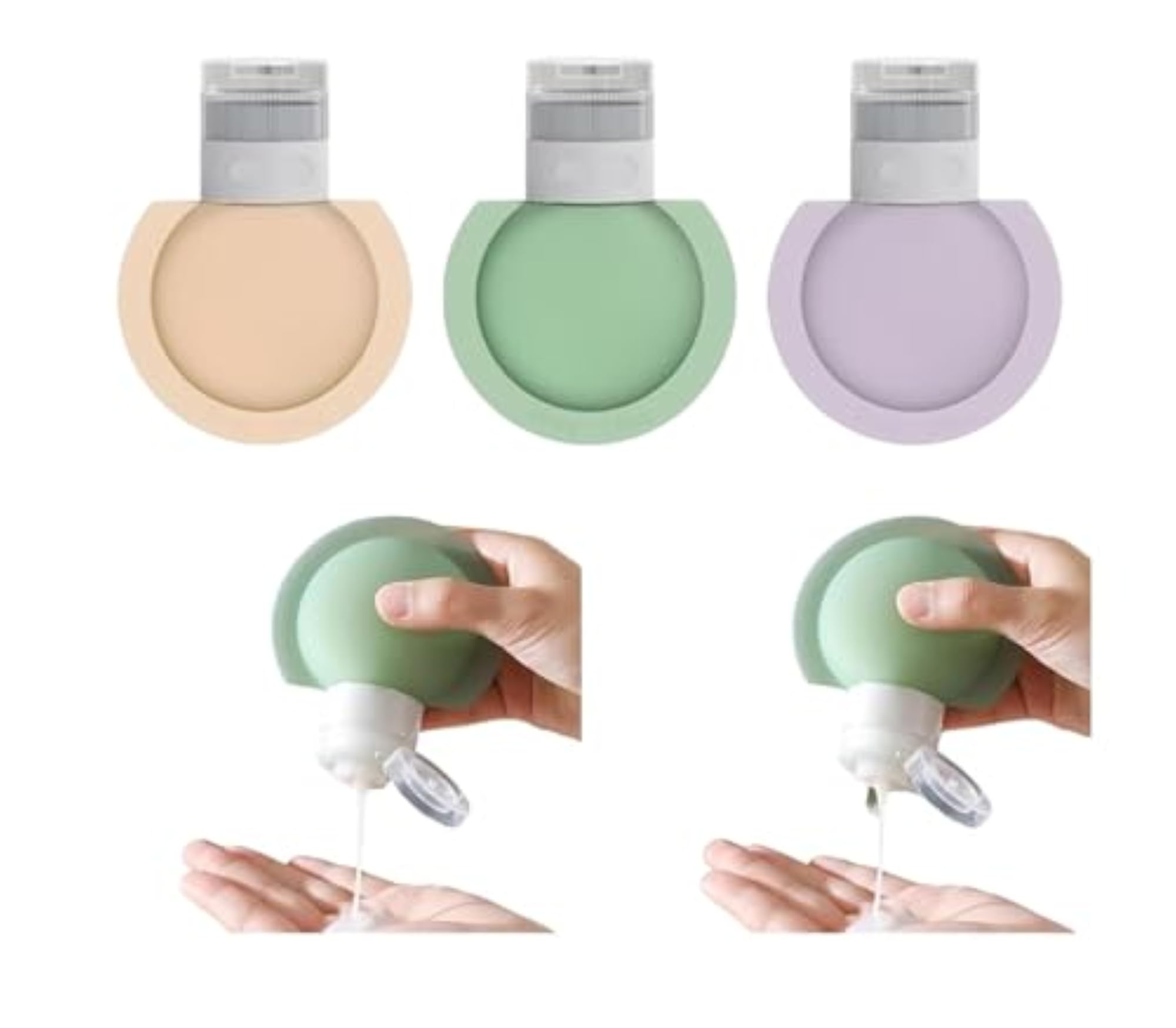 Silicone Lotion Bottle 3pcs Set, Travel Toiletry Containers