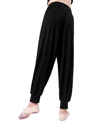 Phoeswan Kids Harem Pants, Black Baggy Jogger Pants, Girls-Kids, Female, Dance, Harem, Loose, Solid, Cuffed, Pull On3