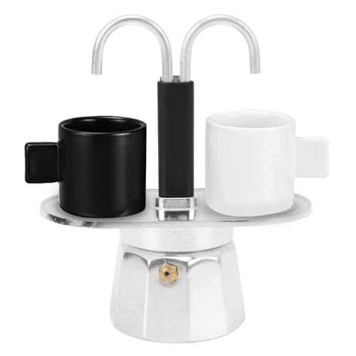 Cafetera de 2 tazas de café expreso para estufa, cafetera de doble cabeza de 100 ml, cafetera italiana clásica para estufa, cafetera de conducto de bricolaje para café en casa (base decagonal)