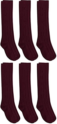 Jefferies Socks Girls 2-6x School Uniform Acrylic Cable Knee High 6 Pack