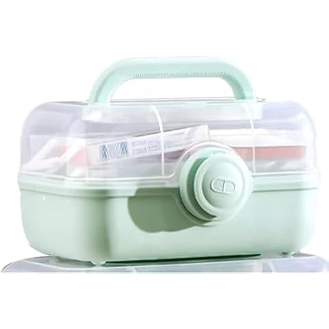 Portable Plastic First Aid Box Empty, 3-Layer Medicine Container Family Safety Emergency Storage with Portable Pill Case, Medical Organizer for Travel, Car, Home, Camping, Office Cover