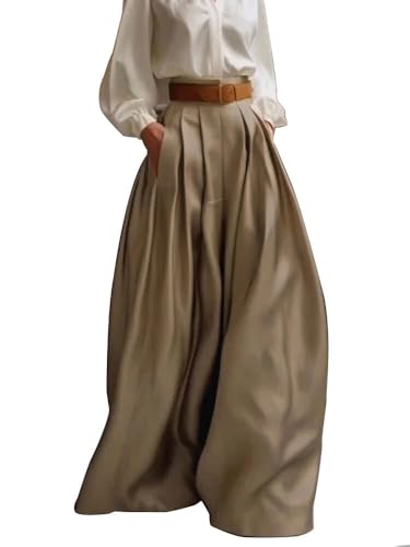 UOOZEE Women's Casual Trendy Wide Leg Long Palazzo Pants Trousers Business Work Office Dress Pants with Pockets