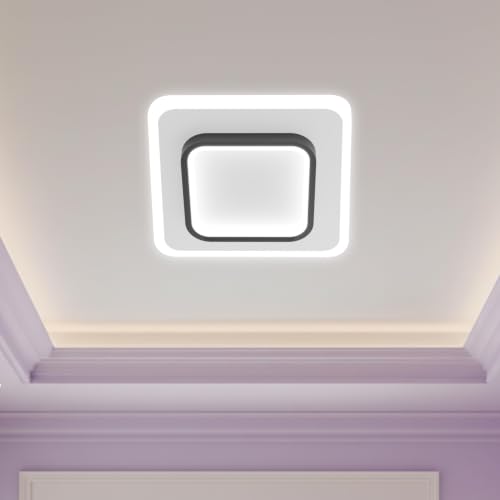 Image of 50W 3 Color Mode AntiFlicker LED Ceiling Light (Warm, Natural, Cool) Anti-Glare |Bedroom, Office, Kitchen, Bathroom, Balcony & Walkway (Square Black 50W)