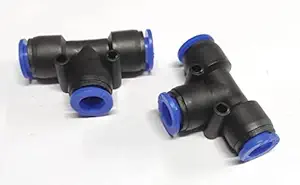 DLIEN 10mm X 10mm X 10mm One Touch Push In T Connector T Shape 3 Way Connector Quick Fittings Pneumatic Straight Push in Pneumatic Quick Fittings Pneumatic Air 10mm X10mm X10mm T (Pack of 2)