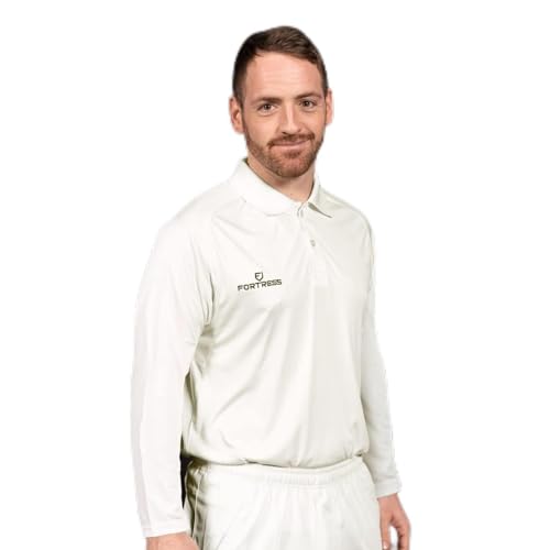 FORTRESS Mens Cricket Shirts - XS-XXL Cricket Whites (Long Sleeve M)