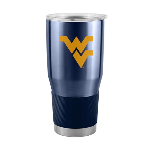 Logo Brands NCAA West Virginia Mountaineers - 30oz Gameday Stainless Steel Tumbler, Double-Wall Vacuum Insulated, Slider Lid, Ergonomic Design, Silicone Grip