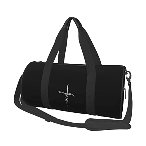 Jesus Christian Cross Travel Luggage Duffel Bag Sports Rolling Foldable Duffel Bag, Black