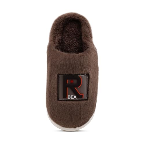 Image of VRITRAZ Men's Plush Winter Slippers | Soft Furry Lined Indoor Slides | Warm Comfortable Anti-Slip Home Footwear