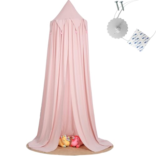 MRWiZMS Ciel de Lit | Baldaquin Enfant | Idéal pour Chambre de Bébé, Cadeau Naissance, Lit de Princesse | Effet Bohème et Naturel (Rose)