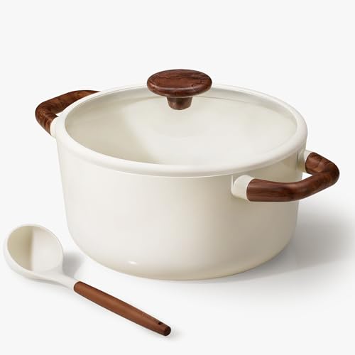 CAROTE 5QT Nonstick Stock Pot with Lid, 5 Quart Casserole with Ladle, Even Heating Stockpot, Fits...