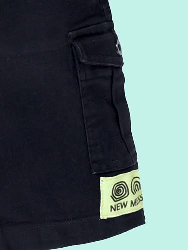 Image of KiddoPanti Boys Knee Length Cargo Denim Shorts with Flap Pockets & Button Closure Casual Wear