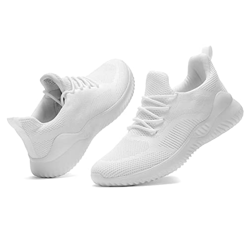 Kapsen Men's Non Slip Running Shoes Ultra Light Breathable Casual Walking Shoes Fashion Sneakers Mesh Workout Sports Shoes White #TOP7