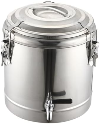 6L Stainless Steel Insulated Wine Barrel - Multi-Purpose Hot/Cold Beverage Dispenser, Ideal for Tea, Soup, Milk, Water & Food Storage, Durable & Versatile Churn,60l-Silver