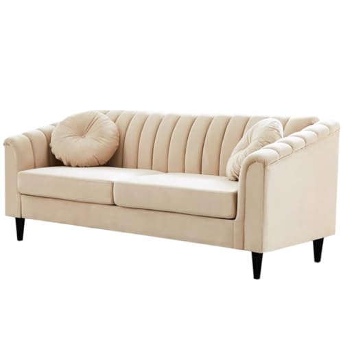 Image of FURNY Dorano 3 Seater Fabric Sofa Set (Cream)