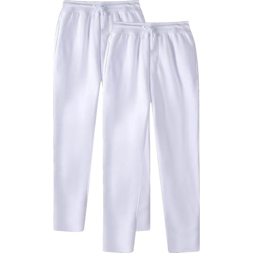 Vhersily Pantalones anchos para hombre, de pierna ancha, de algodón elástico en la cintura, pantalones largos, pantalones deportivos de invierno cálidos con bolsillos, Slim Fit, transpirables, Color
