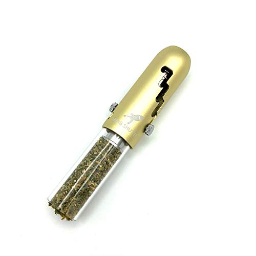 Herb Shuttles MJ420 Pipe - Élégant pipe à tabac et à herbes - De qualité supérieure, économique, efficace, en métal et pipe en verre - Convient comme pipe pure, petit pipe pour mélange de tabac (doré)