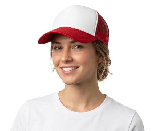 Image of NYFASHION101 Plain Mesh Trucker Hat - Breathable 6-Panel Daily Snapback Cap, Customizable Ideal for DIY Embroidery & Patches
