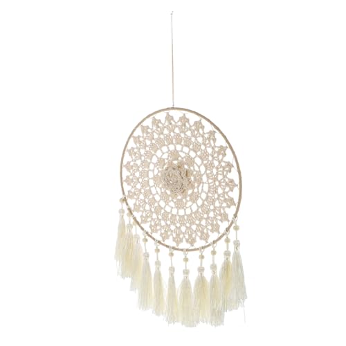 STOBAZA 1Pc Creative Crochet Dream Catcher with Beautiful Tassels for Wall Decor Handmade Woven Design for Home Room and Bedroom Decoration Boho Style
