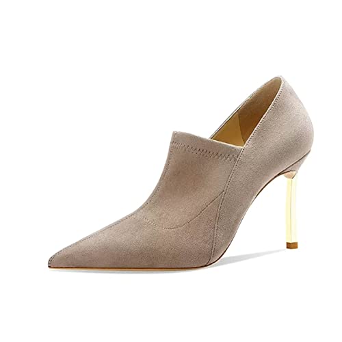 Saekcted Women Stiletto High Heel Close Pointed Toe Slip-on Pumps Office Party Cute Classic Shoes 3.3 Inches Heels