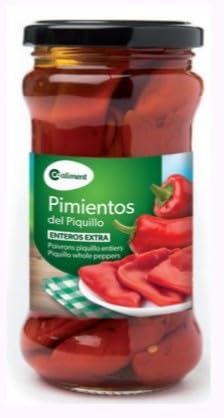 Coaliment Peperoni Piquillo Interi Extra, Qualità Premium, Vasetto in Vetro, Peso Sgocciolato 220 g, Confezione da 3
