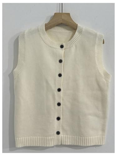 SOLY HUX Women's Button Down Sweater Vest Sleeveless Crew Neck Tank Shirt Summer Knit Top3
