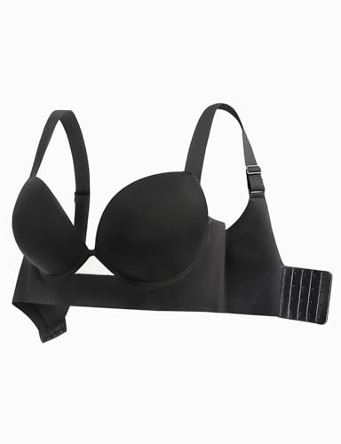Image of Upushall Push Up Padded Bras for Women Add 2 Cups Longline Plunge T Shirt Everyday Bra Underwire Support