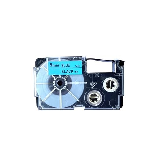 Image of LIVYU LIFE 9mm Tape Compatible Label Tape Replacement for Casio KL-120, KL-60, KL-820, KL-7400, KL-G2, KL-HD1 Label Maker, (Black Ink on Blue Tape -9 mm x 8m-1 Pcs)