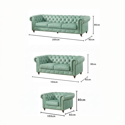 Image of A to Z Furniture Classic Sofa Set Luxury Chesterfield Leatherette Sofa in for Home Living Room & Office (3+2+1=6 Seater Sofa Teal-Green)