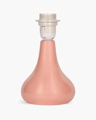 Image of Homesake Modern Small Ceramic Table Lamp, Classic Bedside Desk Lamp for Living Room Bedroom, Farmhouse Home Decor Nightstand Lamps with Fabric Pleated Shade (Pink)