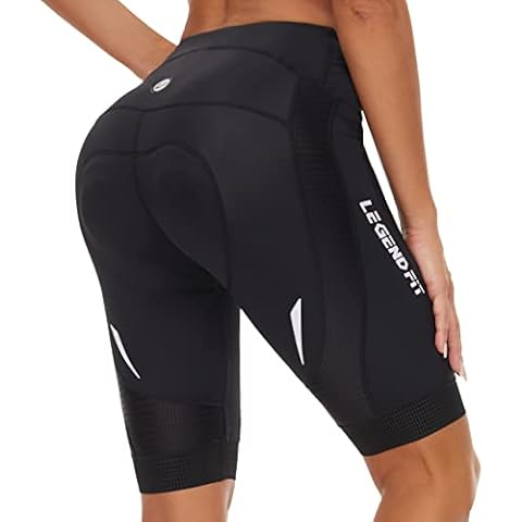 LEGENDFIT Women's Bike Shorts 3D Padded Bicycle Riding Cycling Pants Biking Tights with Towel Loop Breathable Cycle Wear Black Cover