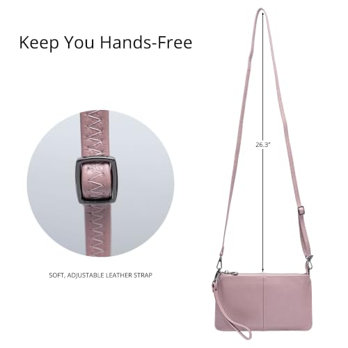 Image of Bveyzi Genuine Leather Wristlet Purses for Women, Envelope Clutch Wallet Small Crossbody Bags for Dressy Evening