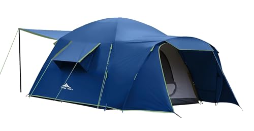 Three Bears Family Camping Tent - 6-Person Spacious Design, 3000mm Waterproof, Suitable for Road Trips/Backyards/Extended Camping Adventures in All Scenarios (Dark Blue)
