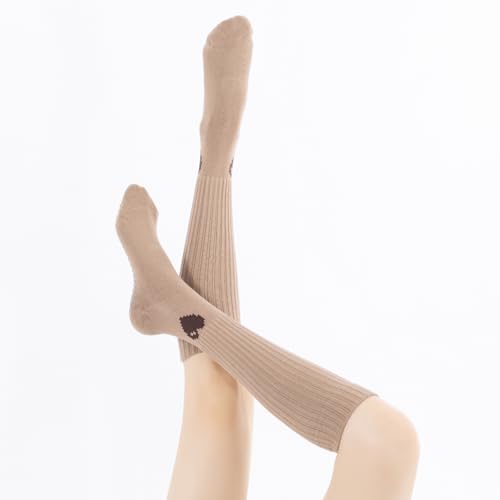 Image of Verdancy Yoga Pilates Socks with Grips for Women Ribbed Knee Highs Non Slip Cushioned Over the Calf Socks for Barre Ballet