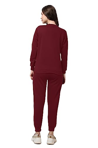 Image of Women's Full Sleeves Round Neck Winter wear Casual Fit Sweatshirt and Jogger Set Cotton Stretchable Comfort Fit and Warm for Cold Season for Everyday Winter Season Wear