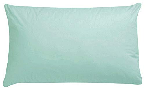 Luxury Polycotton Pair of Plain Pillowcase, 49cm x 74cm - Aqua/Duck Egg, Pack of 2, Aqua / Duck Egg, 49 x 74 cm