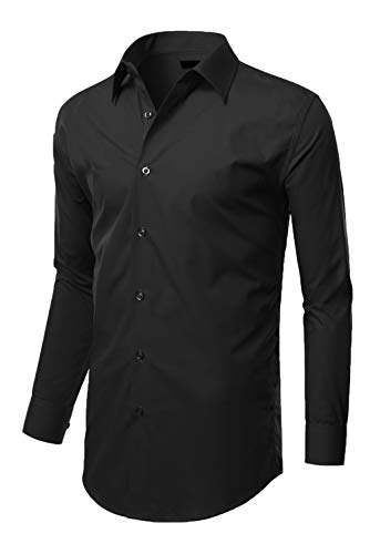 Luxton Men's Slim Fit Dress Shirt, Black, Neck 17.5N, Sleeve 32/33S