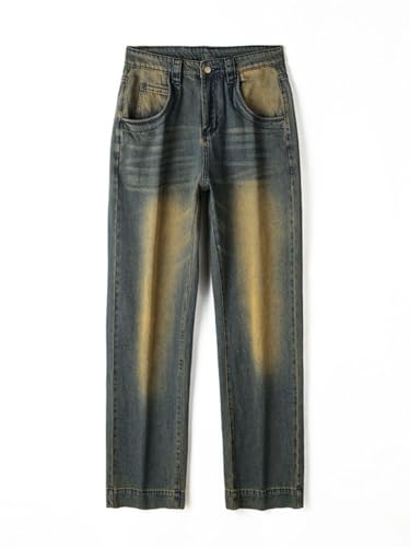 Jeans Pants Trousers Denim Retro Blue Straight Tube Loose Trendy Drop Comfortable Wide Leg Casual Men's Long