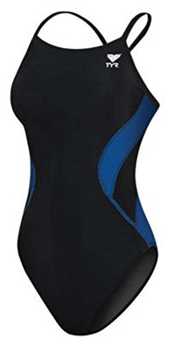 TYR Adult Alliance Diamondback Splice Swimsuit, Black/Blue, 30
