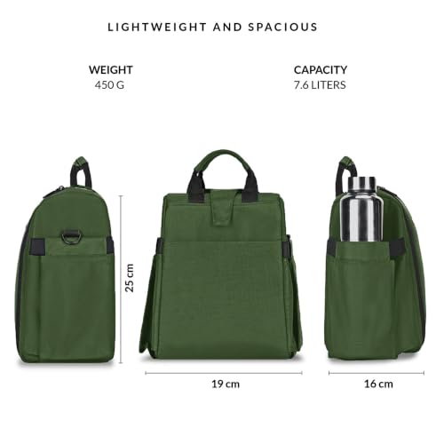Image of Carriall Lunch Bag for Office | Water-Resistant Tiffin Bag for Office, College, School & Picnic | 8L Reusable Lunch Box Bag for Men, Women (Olive Green)