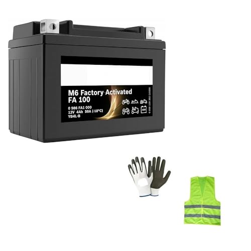 Compatible con Fantic Motor Koala 50 AÑO 1987 al 0000 BATERÍA DE Gel YB4L-B FA100 Carga YA Lista SELLADA BATERIAS ACTIVAS 4 AH AMPERIOS 12V 114X71X86MM