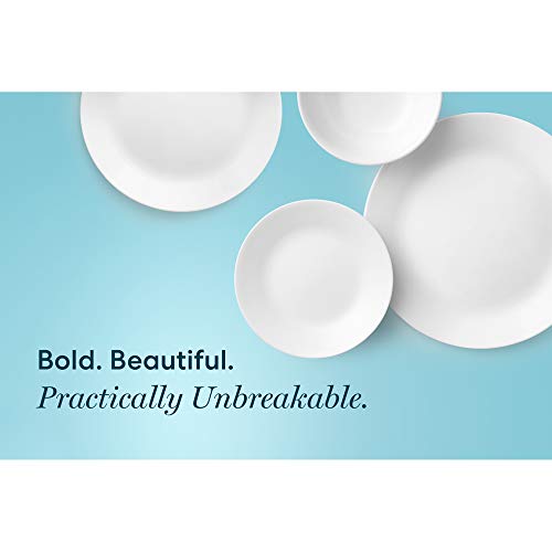 Corelle Vitrelle 38-Piece Service for 12 Dinnerware Set, Triple Layer Glass and Chip Resistant, Lightweight Round Plates and Bowls Set, Winter Frost White - Image 5