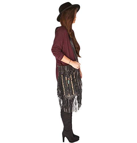 Black Boho Bag | Real Leather | Fringe Purse | Bohemian Bags | Hobo Tote Handbag #TOP2