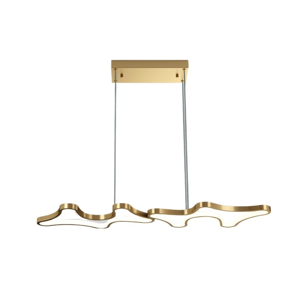 Lustre long de luxe doré à LED dimmable pour salon chic