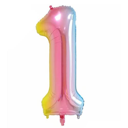 Pastel Rainbow Number 1 - Large Helium Foil Balloon - Birthday Party Wedding Anniversary Decoration - 101cm