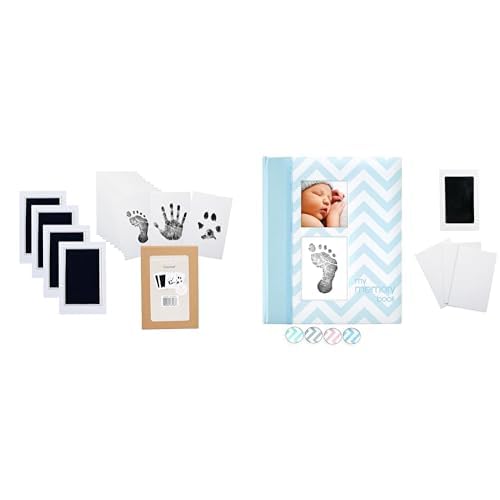 Pearhead Keepsake Bundle - Ink Pad Kit & Blue Chevron Memory Book