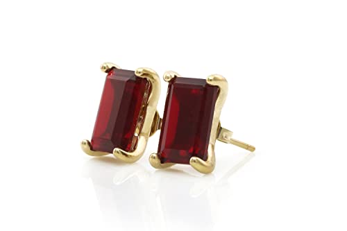 Boucles d'oreilles grenat clous d'or faites main pour femme