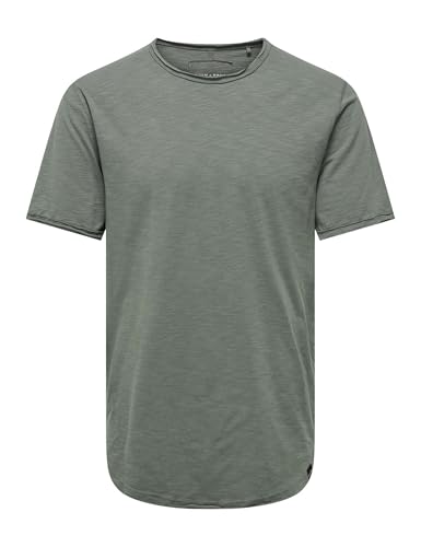 Collo rotondo Only & Sons Onsbenne Longy SS Nf 7822 Noos - Maglietta A Maniche Corte, T-Shirt Uomo, Grigio (Castor Gray), L