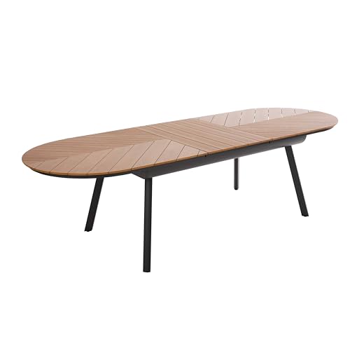 Oviala Table de Jardin Extensible 8 à 12 Places Effet Bois en alu et polywood