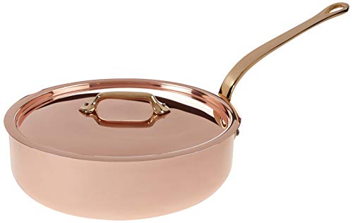 Best Deal Product Mauviel M'Heritage 250B 2.5 mm 3.2 quart 9.4"/24 cm Copper Saute Pan & Lid, Bronze Handle